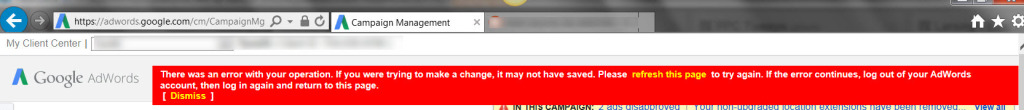 Adwords Red Bar of Death